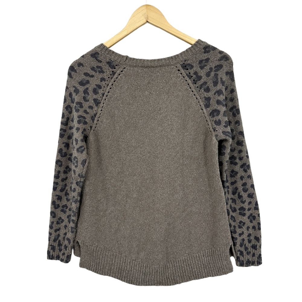 REBECCA TAYLOR Sweater Animal Print Wool Cashmere Nylon Pullover Brown - Picture 2 of 8